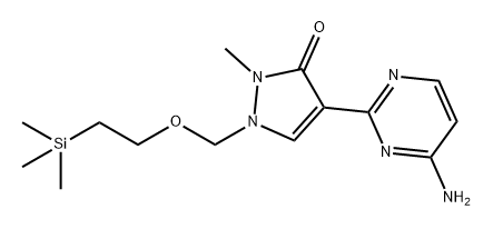 3H-Pyrazol-3-one, 4-(4-amino-2-pyrimidinyl)-1,2-dihydro-2-methyl-1-[[2-(trimethylsilyl)ethoxy]methyl]- Struktur