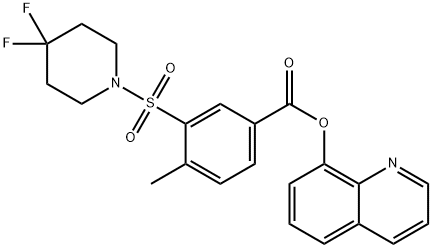 Benzoic acid, 3-[(4,4-difluoro-1-piperidinyl)sulfonyl]-4-methyl-, 8-quinolinyl ester Struktur