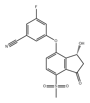 (R)-3-氟-5-((3-羥基-7-(甲磺?；?-1-氧代-2,3-二氫-1H-茚-4-基)氧基)苯腈 結(jié)構(gòu)式