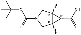 3-Azabicyclo[3.1.0]hexane-3,6-dicarboxylic acid, 1-methyl-, 3-(1,1-dimethylethyl) ester, (1R,5R,6R)-rel- Struktur