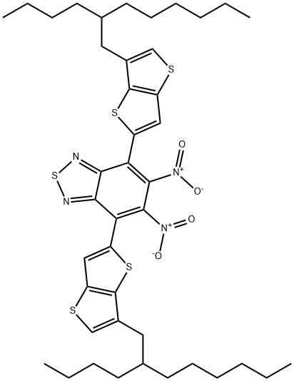 2,1,3-Benzothiadiazole, 4,7-bis[6-(2-butyloctyl)thieno[3,2-b]thien-2-yl]-5,6-dinitro- Struktur