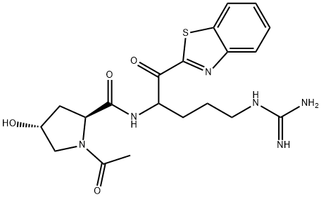 2-Pyrrolidinecarboxamide, 1-acetyl-N-[4-[(aminoiminomethyl)amino]-1-(2-benzothiazolylcarbonyl)butyl]-4-hydroxy-, (2S,4R)-|化合物 RWJ-58643