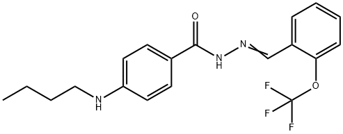 Benzoic acid, 4-(butylamino)-, 2-[[2-(trifluoromethoxy)phenyl]methylene]hydrazide Structure