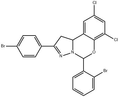 7-(2-bromophenyl)-4-(4-bromophenyl)-10,12-dichloro-8-oxa-5,6-diazatricyclo[7.4.0.0^{2,6}]trideca-1(9),4,10,12-tetraene Struktur