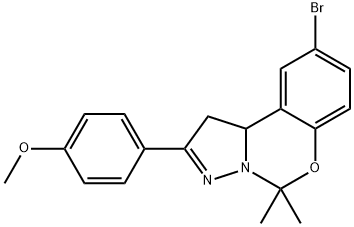 12-bromo-4-(4-methoxyphenyl)-7,7-dimethyl-8-oxa-5,6-diazatricyclo[7.4.0.0^{2,6}]trideca-1(9),4,10,12-tetraene Struktur