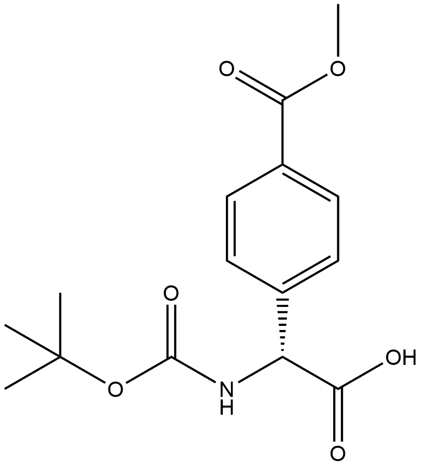 Benzeneacetic acid, α-[[(1,1-dimethylethoxy)carbonyl]amino]-4-(methoxycarbonyl)-, (αR)- Struktur