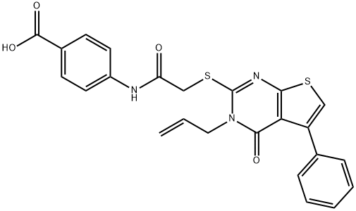 4-[[2-(4-Oxo-5-phenyl-3-prop-2-enylthieno[2,3-d]pyrimidin-2-yl)sulfanylacetyl]amino]benzoic acid Struktur