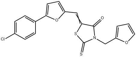 (5E)-5-[[5-(4-chlorophenyl)furan-2-yl]methylidene]-3-(furan-2-ylmethyl)-2-sulfanylidene-1,3-thiazolidin-4-one Struktur