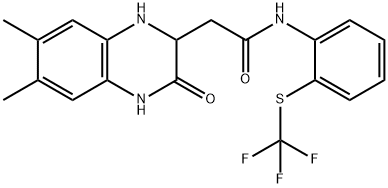 2-(6,7-Dimethyl-3-oxo-2,4-dihydro-1H-quinoxalin-2-yl)-N-[2-(trifluoromethylsulfanyl)phenyl]acetamide Struktur