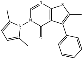 3-(2,5-Dimethyl-1H-pyrrol-1-yl)-6-methyl-5-phenyl-3H,4H-thieno[2,3-d]pyrimidin-4-one Struktur