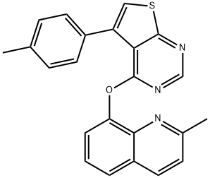 2-Methyl-8-{[5-(4-methylphenyl)thieno[2,3-d]pyrimidin-4-yl]oxy}quinoline Struktur