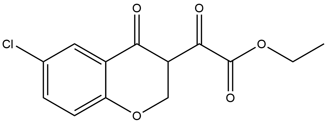 2H-1-Benzopyran-3-acetic acid, 6-chloro-3,4-dihydro-α,4-dioxo-, ethyl ester Struktur