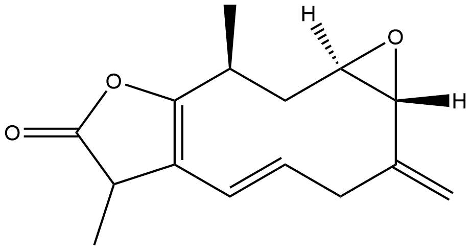 Oxireno[7,8]cyclodeca[1,2-b]furan-7(1aH)-one, 2,3,8,9,10,10a-hexahydro-6,9-dimethyl-2-methylene-, (1aR,9S,10aR)- Struktur