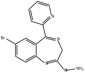 3H-1,4-Benzodiazepine, 7-bromo-2-hydrazinyl-5-(2-pyridinyl)- Struktur
