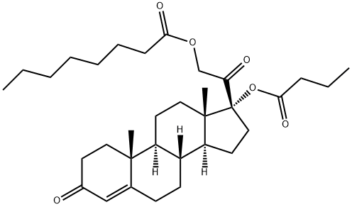 Pregn-4-ene-3,20-dione, 17-(1-oxobutoxy)-21-[(1-oxooctyl)oxy]- (9CI) Struktur