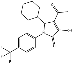 2H-Pyrrol-2-one, 4-acetyl-5-cyclohexyl-1,5-dihydro-3-hydroxy-1-[4-(trifluoromethyl)phenyl]- Struktur