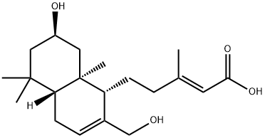 2-Pentenoic acid, 3-methyl-5-[(1S,4aR,7R,8aR)-1,4,4a,5,6,7,8,8a-octahydro-7-hydroxy-2-(hydroxymethyl)-5,5,8a-trimethyl-1-naphthalenyl]-, (2E)- Structure