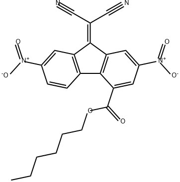 9H-Fluorene-4-carboxylic acid, 9-(dicyanomethylene)-2,7-dinitro-, hexyl ester Struktur
