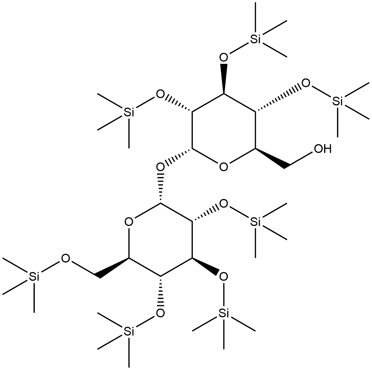α-D-Glucopyranoside, 2,3,4-tris-O-(trimethylsilyl)-α-D-glucopyranosyl 2,3,4,6-tetrakis-O-(trimethylsilyl)- Struktur