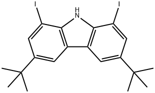 9H-Carbazole, 3,6-bis(1,1-dimethylethyl)-1,8-diiodo- Struktur