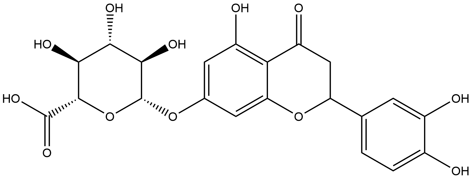 β-D-Glucopyranosiduronic acid, 2-(3,4-dihydroxyphenyl)-3,4-dihydro-5-hydroxy-4-oxo-2H-1-benzopyran-7-yl Struktur
