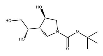 1-Pyrrolidinecarboxylic acid, 3-[(1S)-1,2-dihydroxyethyl]-4-hydroxy-, 1,1-dimethylethyl ester, (3S,4R)- Struktur