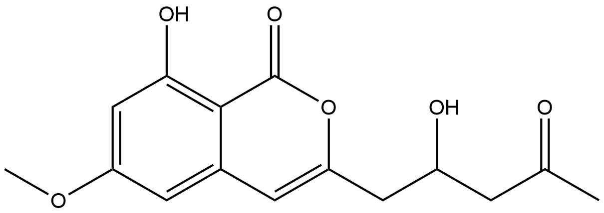 1H-2-Benzopyran-1-one, 8-hydroxy-3-(2-hydroxy-4-oxopentyl)-6-methoxy-, (+)- Struktur