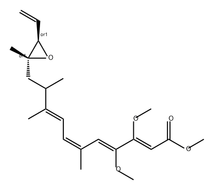 2,4,6,8-Undecatetraenoic acid, 11-[(2R,3R)-3-ethenyl-2-methyl-2-oxiranyl]-3,4-dimethoxy-6,9,10-trimethyl-, methyl ester, (2Z,4Z,6Z,8E)-rel- Struktur