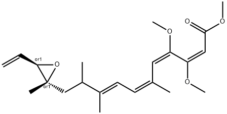 2,4,6,8-Undecatetraenoic acid, 11-[(2R,3R)-3-ethenyl-2-methyl-2-oxiranyl]-3,4-dimethoxy-6,9,10-trimethyl-, methyl ester, (2E,4E,6Z,8E)-rel- Struktur