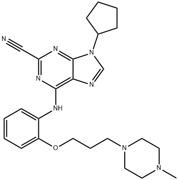 9H-Purine-2-carbonitrile, 9-cyclopentyl-6-[[2-[3-(4-methyl-1-piperazinyl)propoxy]phenyl]amino]- Struktur