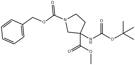 1,3-Pyrrolidinedicarboxylic acid, 3-[[(1,1-dimethylethoxy)carbonyl]amino]-, 3-methyl 1-(phenylmethyl) ester Struktur