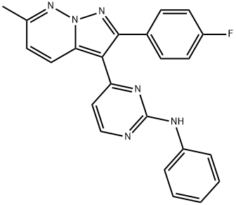 2-Pyrimidinamine, 4-[2-(4-fluorophenyl)-6-methylpyrazolo[1,5-b]pyridazin-3-yl]-N-phenyl- Struktur