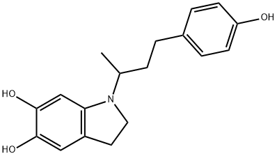 1H-Indole-5,6-diol, 2,3-dihydro-1-[3-(4-hydroxyphenyl)-1-methylpropyl]- Struktur