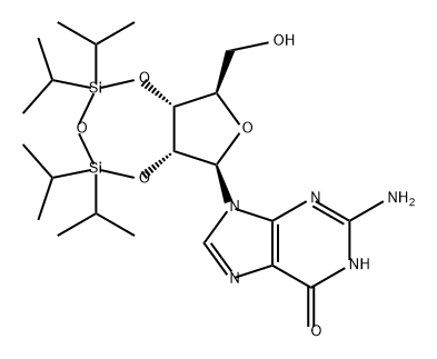 Guanosine, 2',3'-O-[1,1,3,3-tetrakis(1-methylethyl)-1,3-disiloxanediyl]- (9CI) Struktur