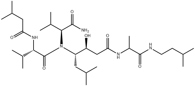 N-isovaleryl-L-valyl-L-valyl-4(S)-aMino-3(S)-hydroxy-6-Methylheptanoyl-L-alanyl isoMylaMide|Iva-Val-Val-(3S,4S)-Sta-Ala-Iaa Structure
