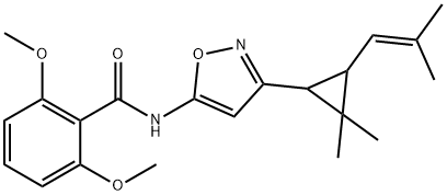 Benzamide, N-[3-[2,2-dimethyl-3-(2-methyl-1-propen-1-yl)cyclopropyl]-5-isoxazolyl]-2,6-dimethoxy- Struktur