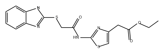 4-Thiazoleacetic acid, 2-[[2-(1H-benzimidazol-2-ylthio)acetyl]amino]-, ethyl ester Struktur