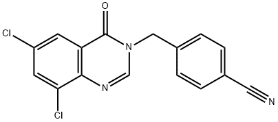4-[(6,8-Dichloro-4-oxo-3,4-dihydroquinazolin-3-yl)methyl]benzonitrile Struktur