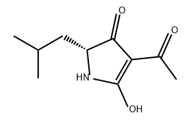 3H-Pyrrol-3-one, 4-acetyl-1,2-dihydro-5-hydroxy-2-(2-methylpropyl)-, (2R)- Struktur