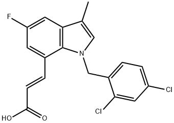 2-Propenoic acid, 3-[1-[(2,4-dichlorophenyl)methyl]-5-fluoro-3-methyl-1H-indol-7-yl]-, (2E)- Struktur