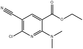 3-Pyridinecarboxylic acid, 6-chloro-5-cyano-2-(dimethylamino)-, ethyl ester Struktur