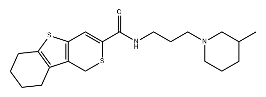 1H-Thiopyrano[4,3-b][1]benzothiophene-3-carboxamide, 6,7,8,9-tetrahydro-N-[3-(3-methyl-1-piperidinyl)propyl]- Struktur