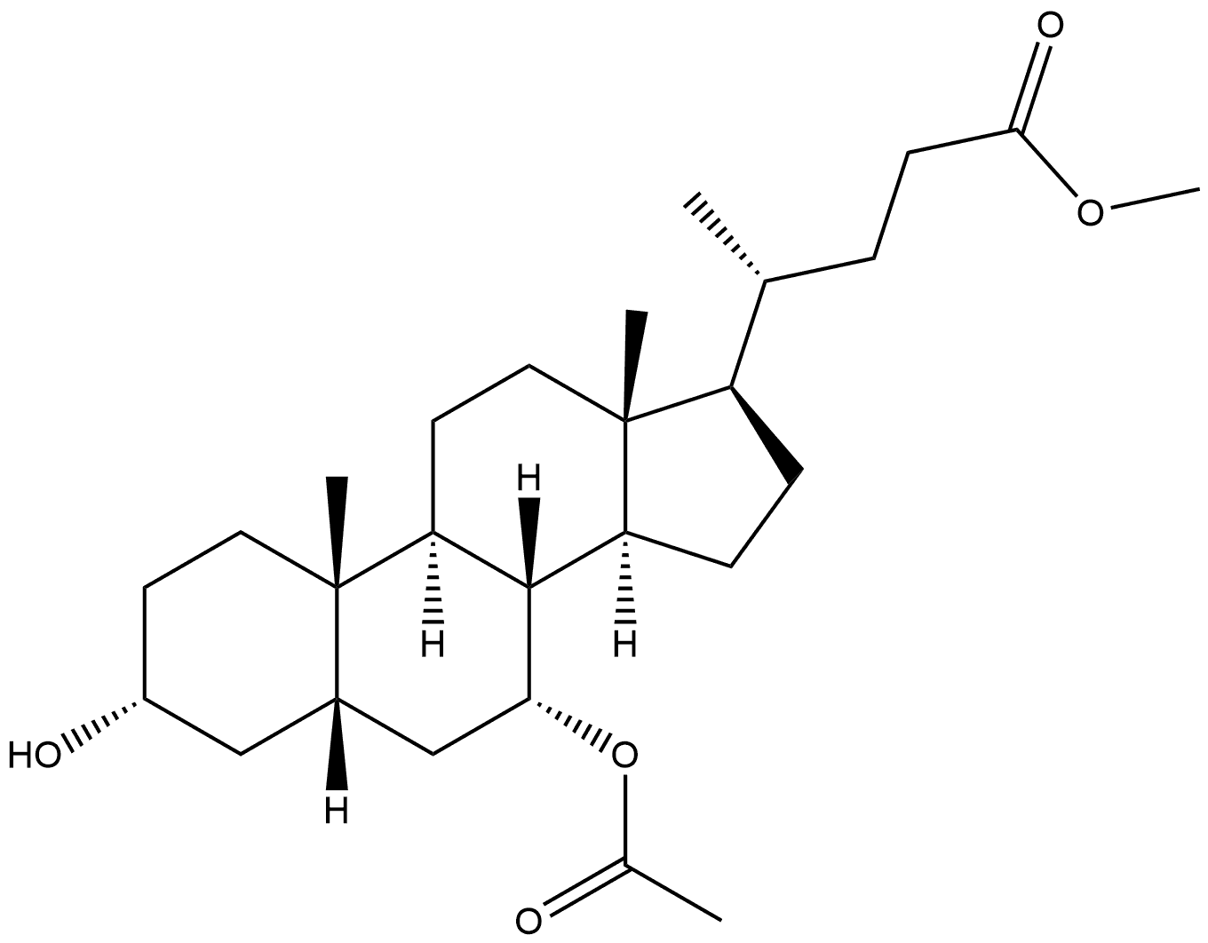 Cholan-24-oic acid, 7-(acetyloxy)-3-hydroxy-, methyl ester, (3α,5β,7α)- Struktur