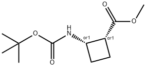 Cyclobutanecarboxylic acid, 2-[[(1,1-dimethylethoxy)carbonyl]amino]-, methyl ester, (1R,2S)-rel- Struktur