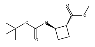 Cyclobutanecarboxylic acid, 2-[[(1,1-dimethylethoxy)carbonyl]amino]-, methyl ester, (1R,2R)- Struktur