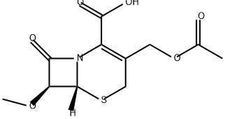 5-Thia-1-azabicyclo[4.2.0]oct-2-ene-2-carboxylic acid, 3-[(acetyloxy)methyl]-7-methoxy-8-oxo-, (6R,7S)- Struktur