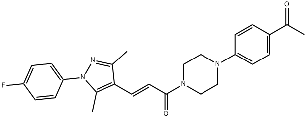 2-Propen-1-one, 1-[4-(4-acetylphenyl)-1-piperazinyl]-3-[1-(4-fluorophenyl)-3,5-dimethyl-1H-pyrazol-4-yl]-, (2E)-|WAY-329596