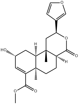 (2S)-2β-(3-Furyl)-9α-hydroxy-6aα,10bβ-dimethyl-4-oxo-1,4,4aα,5,6,6a,9,10,10aα,10b-decahydro-2H-naphtho[2,1-c]pyran-7-carboxylic acid methyl ester Struktur