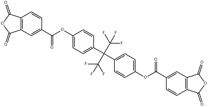 5-Isobenzofurancarboxylic acid, 1,3-dihydro-1,3-dioxo-, 5,5'-[[2,2,2-trifluoro-1-(trifluoromethyl)ethylidene]di-4,1-phenylene] ester Struktur