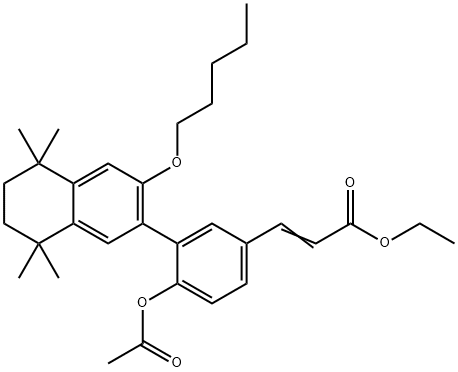 ethyl (2E)-3-{4-hydroxy-3-[5,5,8,8-tetramethyl-3-(pentyloxy)-5,6,7,8-tetrahydronaphthalen-2-yl]phenyl}prop-2-enoate Struktur